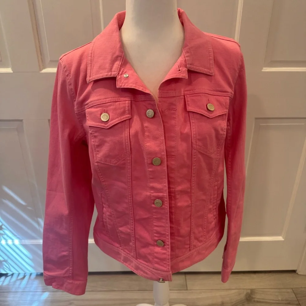 Talbots Pink Denim Jacket Sz L - Picture 9 of 16
